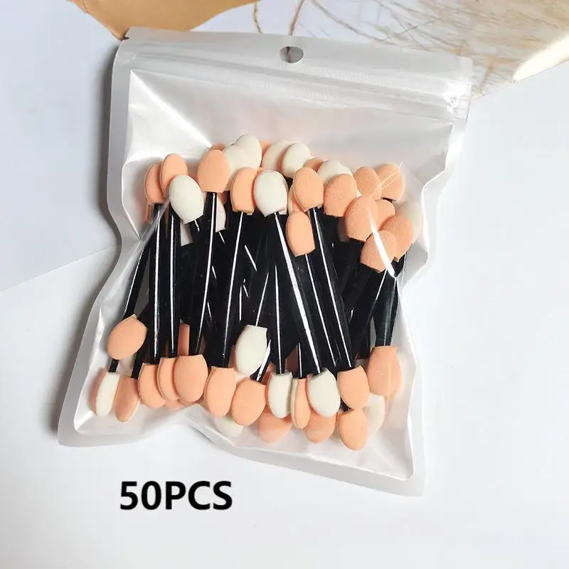 50 قطعة برو الإسفنج عصا ظلال العيون فرشاة قضيب مستحضرات التجميل يشكلون مزدوجة رئيس عينيه فرشاة للنساء ماكياج 7.5cm2.95in