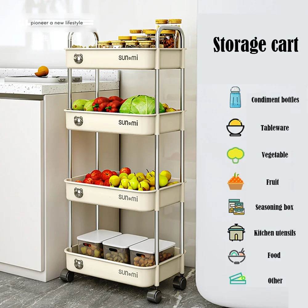 Imagem -05 - Trolley Storage Rack With Wheels Kitchen Gap Grande Capacidade Cesta de Vegetais Removíveis Banheiro