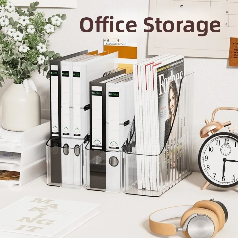 Transparent Vertical Magazine Rack Single Slot Minimalist A4 Storage Filing Box PET Desktop File Storage Box Desktop Supplies