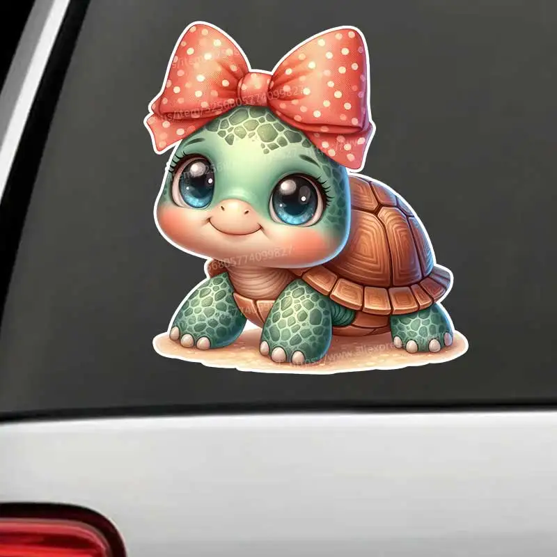 

Cute Turtle With Bow Tie Car Sticker Waterproof Vinyl Decal on Bumper Window Laptop Self-adhesive Decal For Car Accessories Y944
