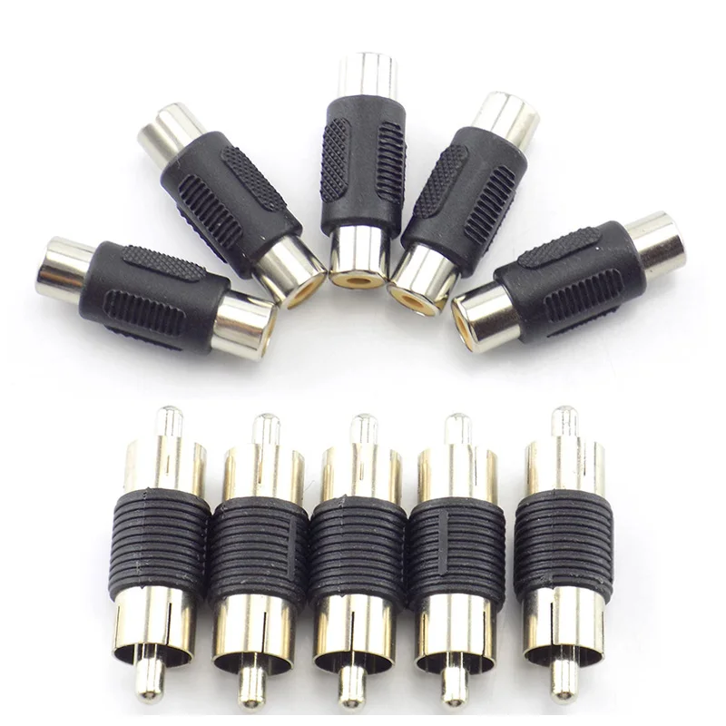 5pcs RCA Female to Female Jack Plug Connector Adapter Male to Male RCA Connector Video Audio Extender Cord Cable Converter J17