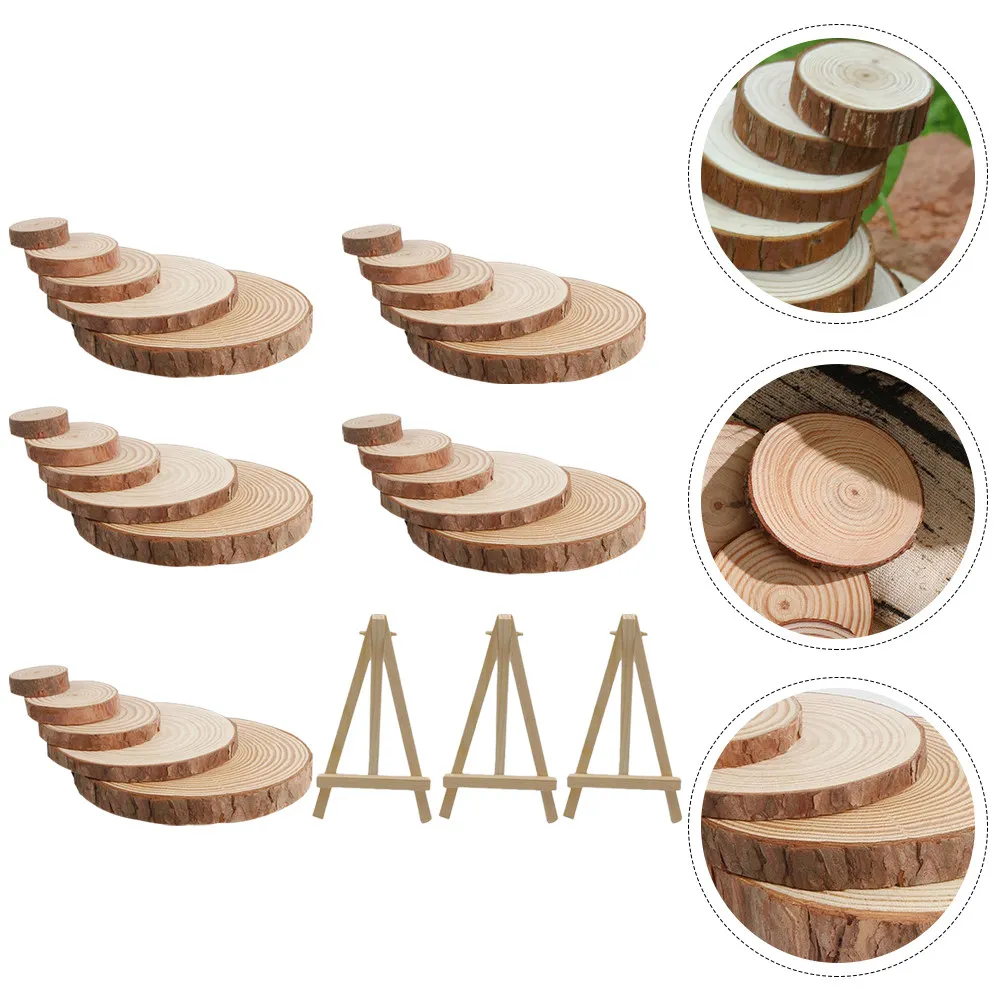 Natural Pine Wood Slices Round DIY Craft Props for Home Decoration, Photo Background & Painting Accessories