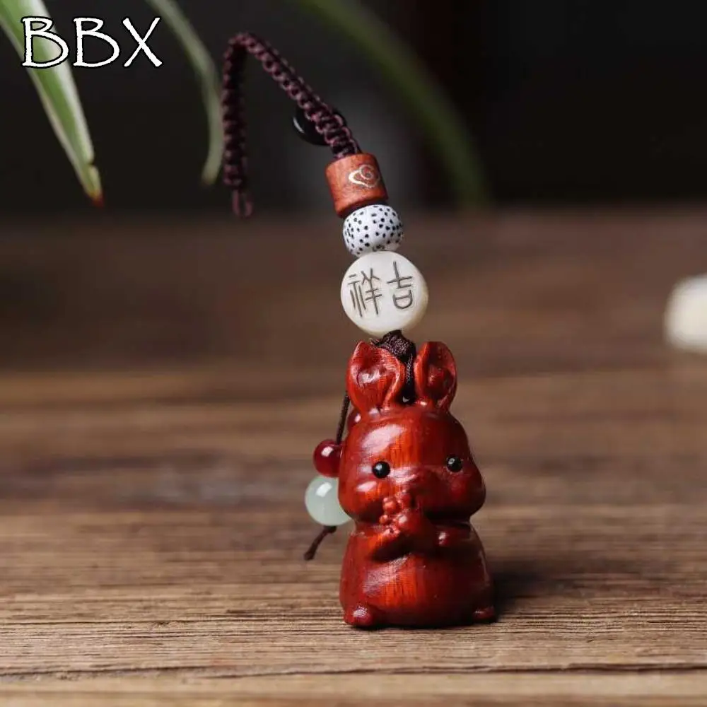 

Chinese Zodiac Carving Twelve Zodiac Keychain Wooden Mini Wood Carving Wood Carving Miniature Ornaments Cute Red Sandalwood