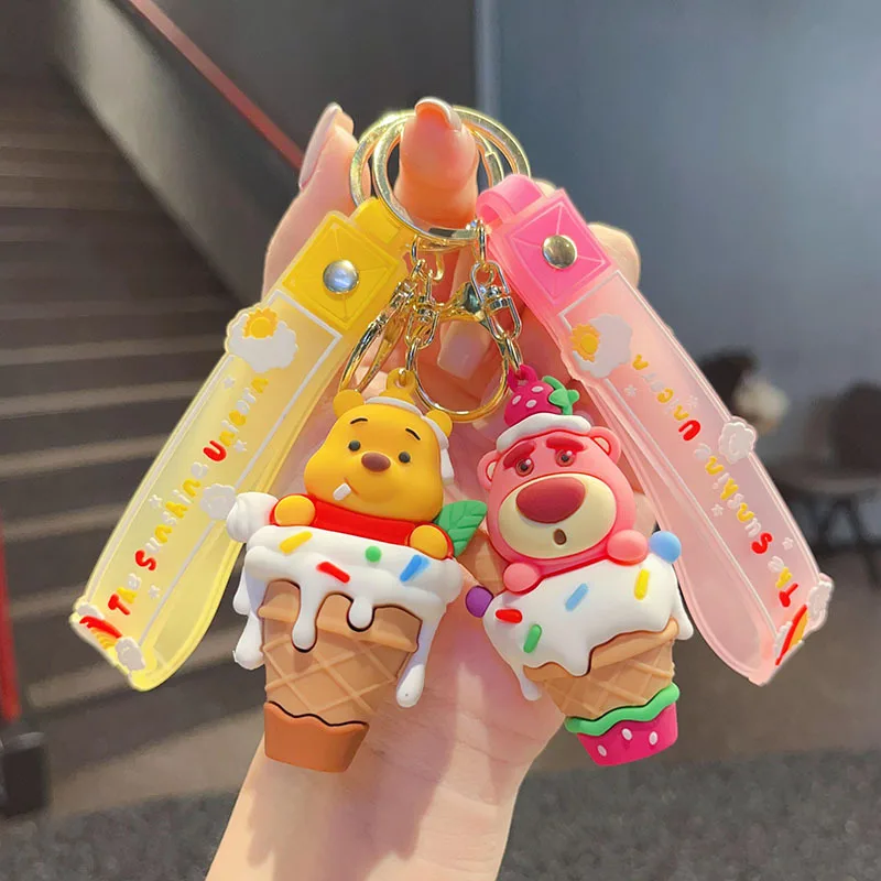 Ice Cream Cone Strawberry Bear Pooh Bear Cute Keychain