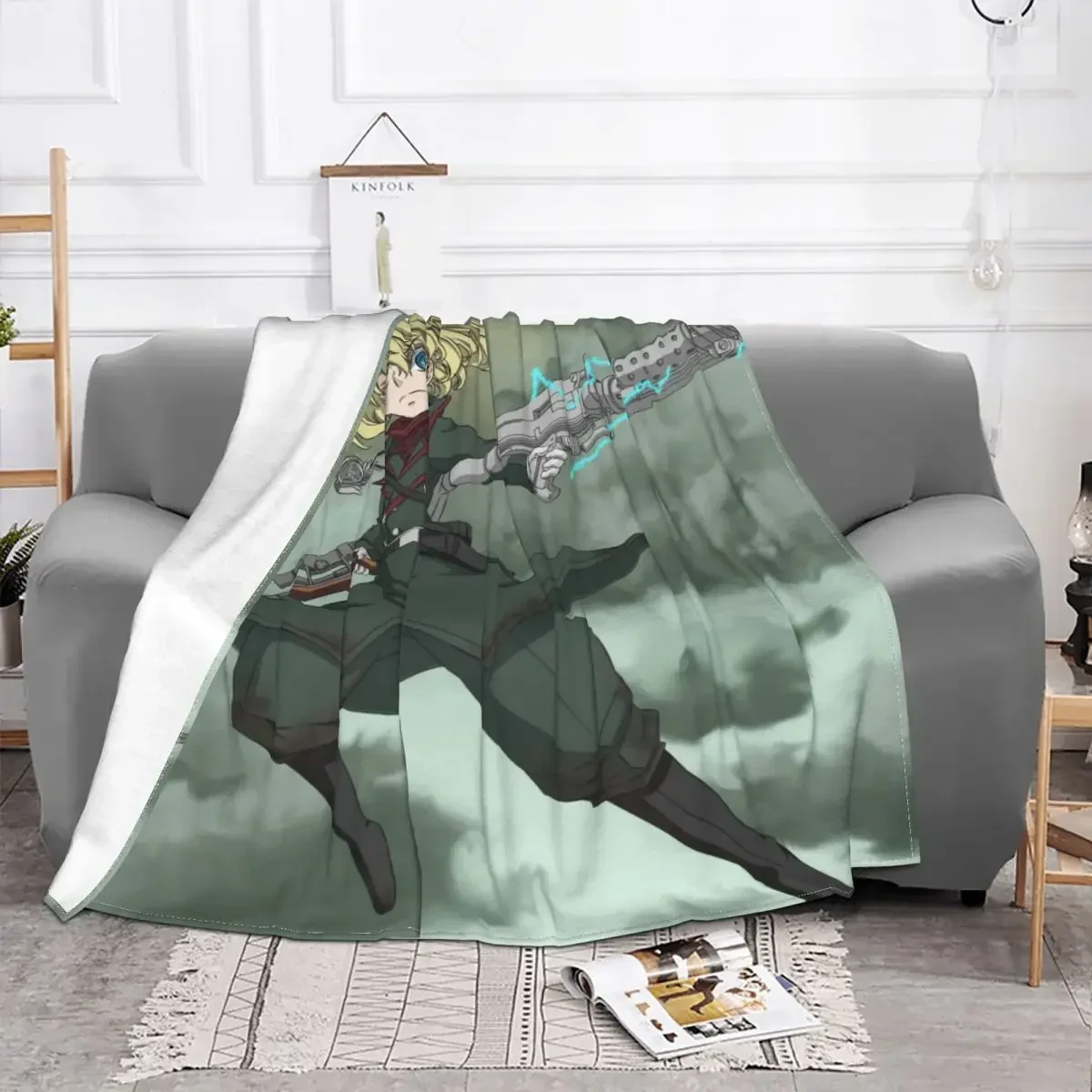 Youjo Senki Viktoriya Ivanovna Serebryakov War Manga Tanya Von Degurechaff Portable Warm Throw Blankets for Bedding Travel