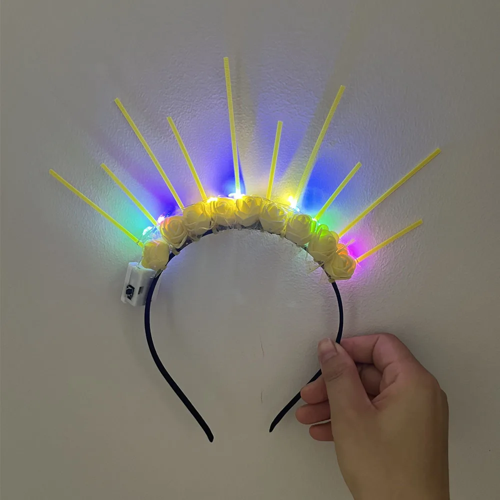 

1pcs Light Up Sunburst Goddess Halo Crown Spiked Headband Headpiece for Women Girls Halloween 2026 New Headwear