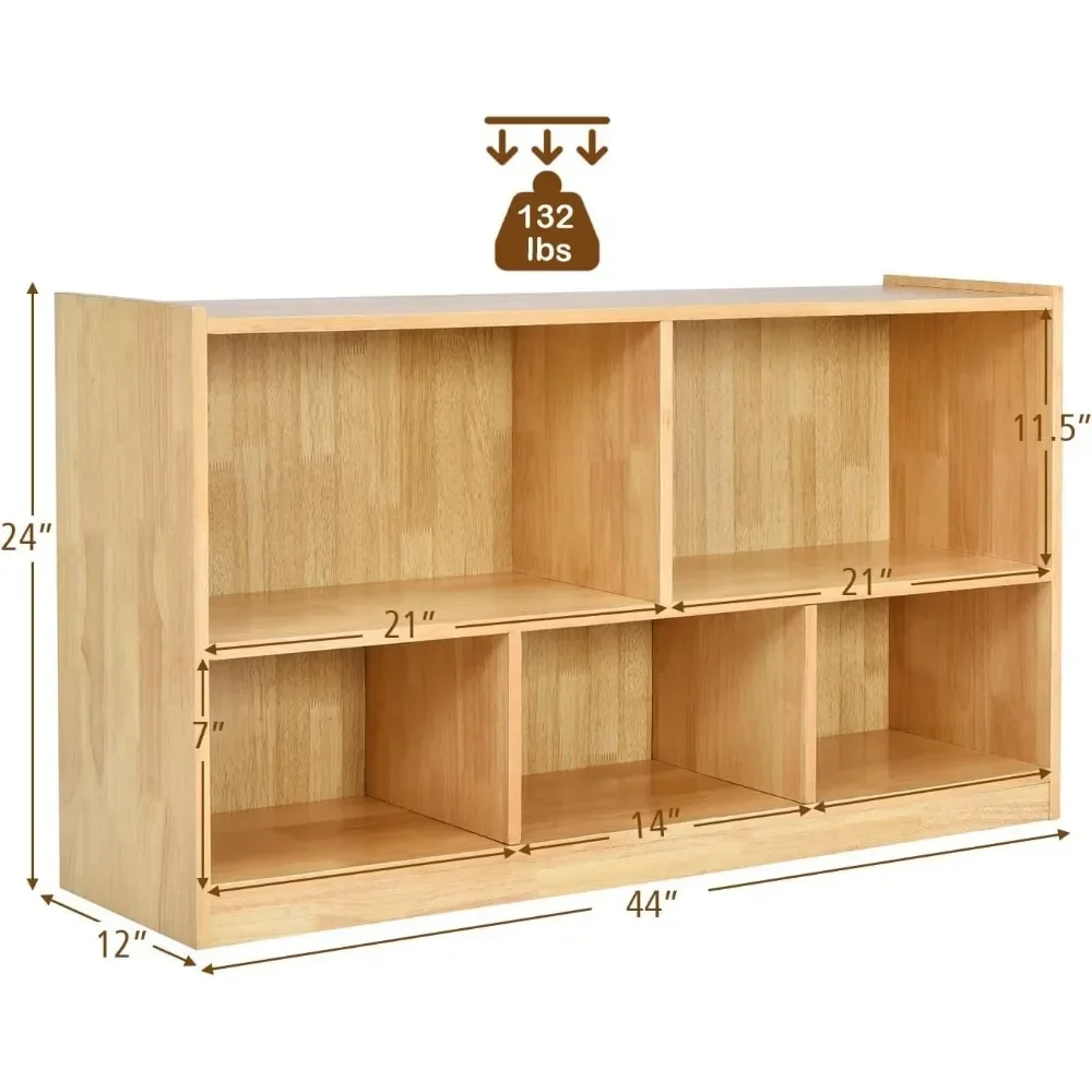 Kids Toy Organizers and Storage, Wooden 3 Tier Bookshelf with 8 Compartment Cubes to Organize Books, Toys, Home Furniture