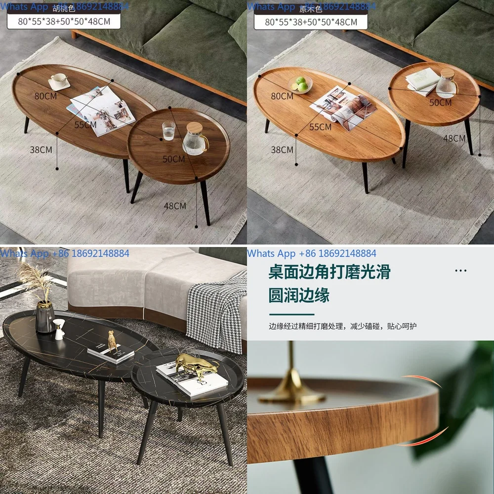 

Round Coffee Table with Wooden Legs Simple Modern Design for Small Living Room Use