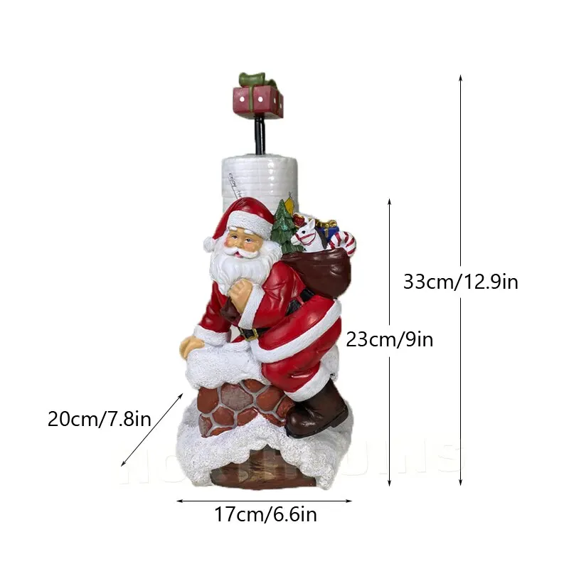 NORTHEUINS Santa Claus Figurines Resin Tissue Storage Rack Xmas Christmas Home Navidad Decor Kitchen Dining Table Accessories