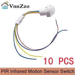 10 pz/lotto rilevatore di sensori PIR Smart Switch 110V 220V LED PIR sensore di movimento a infrarossi rilevamento sensore automatico interruttore della luce