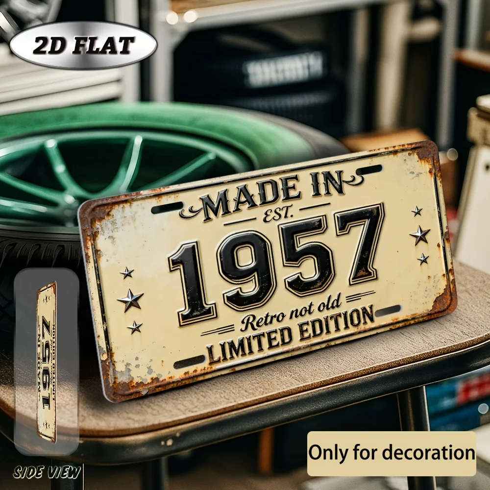 2D Flat - Decorative Use Solely, 2D Flat Style, 1pc Vintage Aluminum Decorative Sign (12 X 6 Inches), 1957 Year Retro Metal S