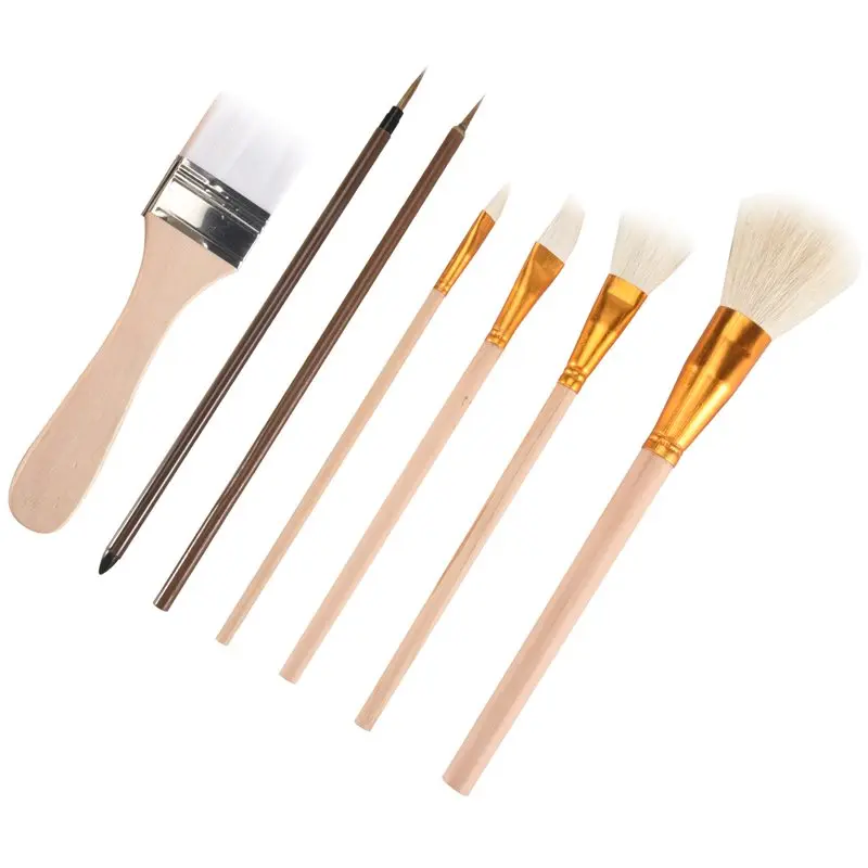 7 Pieces Glaze Tools, Pottery Supplies Different Shapes Of Pottery Glaze Brushes For Pottery Acrylic Oil-A31R