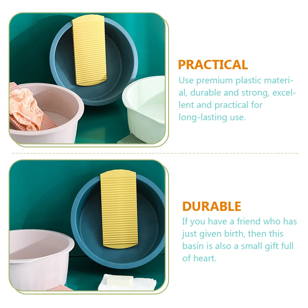 

1 set Wash Basin Laundry Washboard Plastic Tub Baby Clothes Hand Washing Durable Strong Non Slip Grey Accessories Set Student