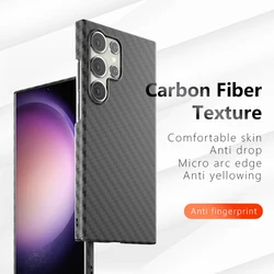 For Samsung S24 23 22 Ultra Plus + Phone Case,Luxury Carbon Fiber Texture Thin Hard PC Matte Back Cover