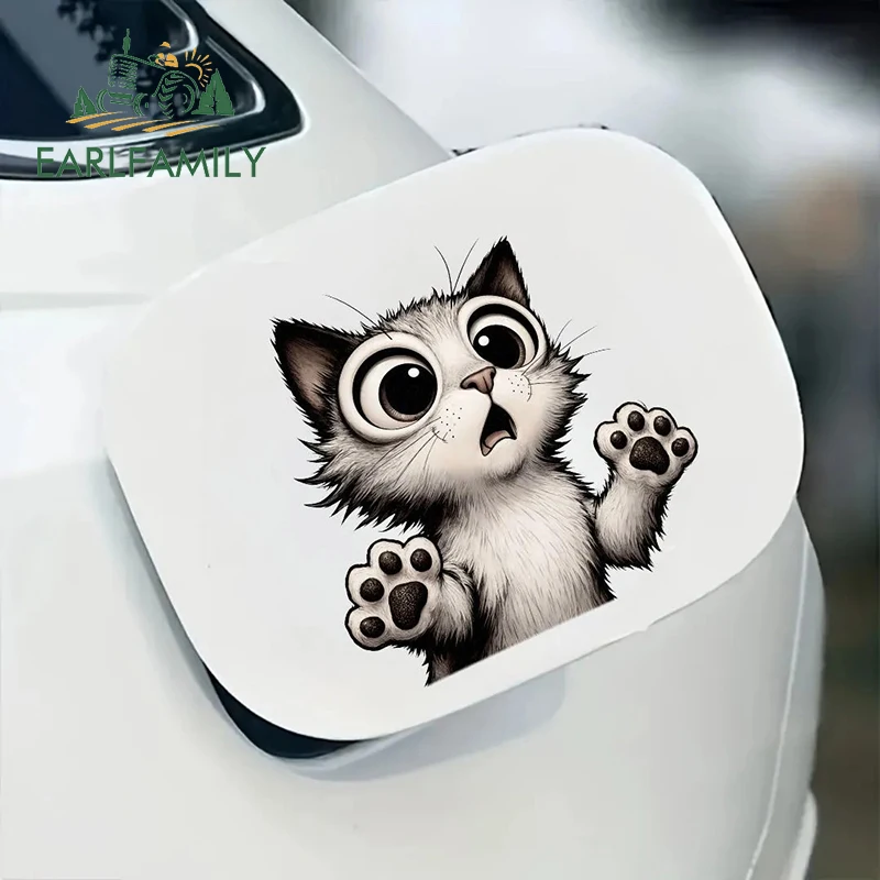 

EARLFAMILY Наклейки на автомобиль и мотоцикл с милым котом, привлекательные декоративные наклейки для стайлинга авто, водонепроницаемые, устойчивые к царапинам, из ПВХ, граффити