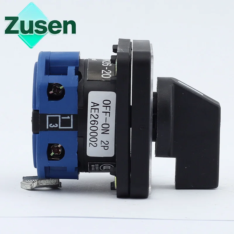 Zusen LW26-20 on/off  440V Ui 660V 20A Rotary Cam Switch 2 Position 2 Poles 4 Terminals