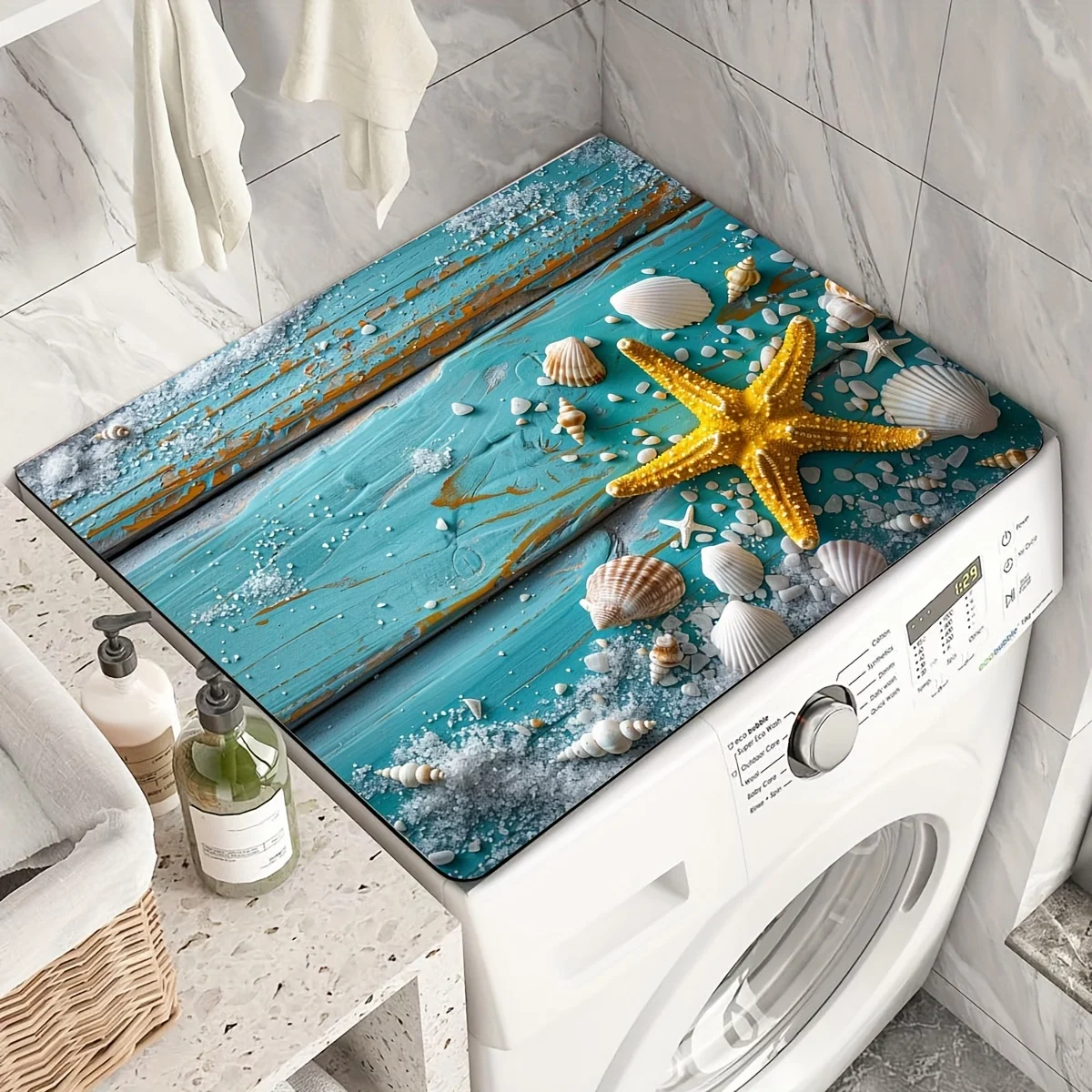 

Защитный коврик с принтом морских звезд и ракушек, 1 шт., быстросохнущий, впитывающий, для стиральных машин, сушилок и домашних столов