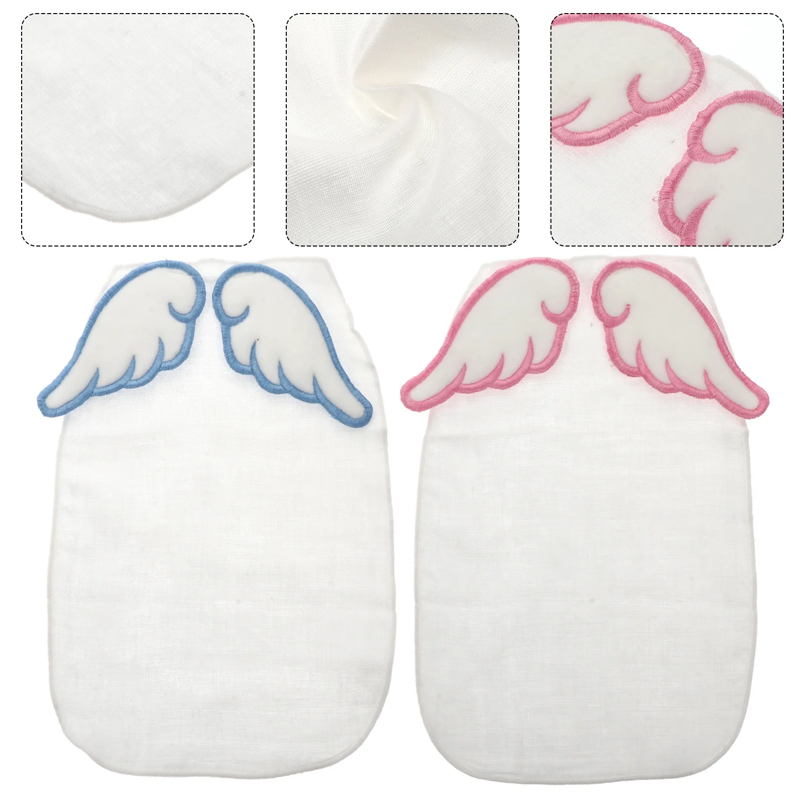 

2pcs Angel Wings Sweat Absorbent Towel Set Cotton Multi-Layered Baby Back Towel Pads For Kindergarten Play Exercise Infant