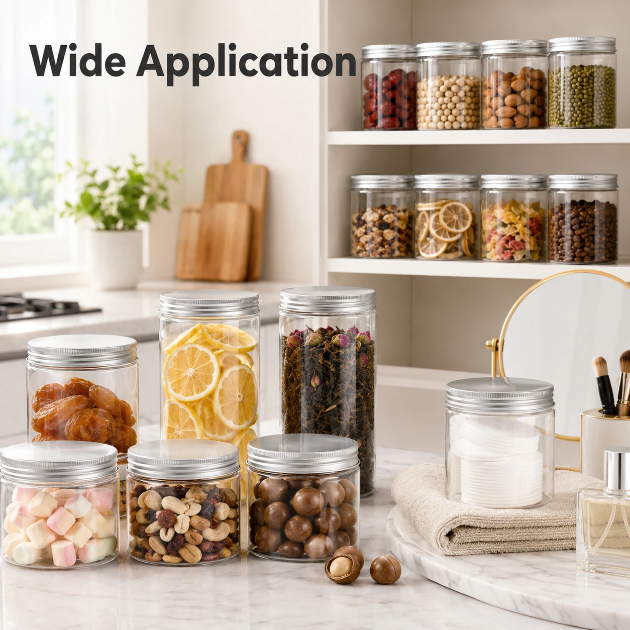 Meal Prep Jar - 1-10個入り 20-250ml 透明PETジャー アルミ製スクリューキャップ付き、広口クリーム容器 化粧品やスキンケア用品の保管用