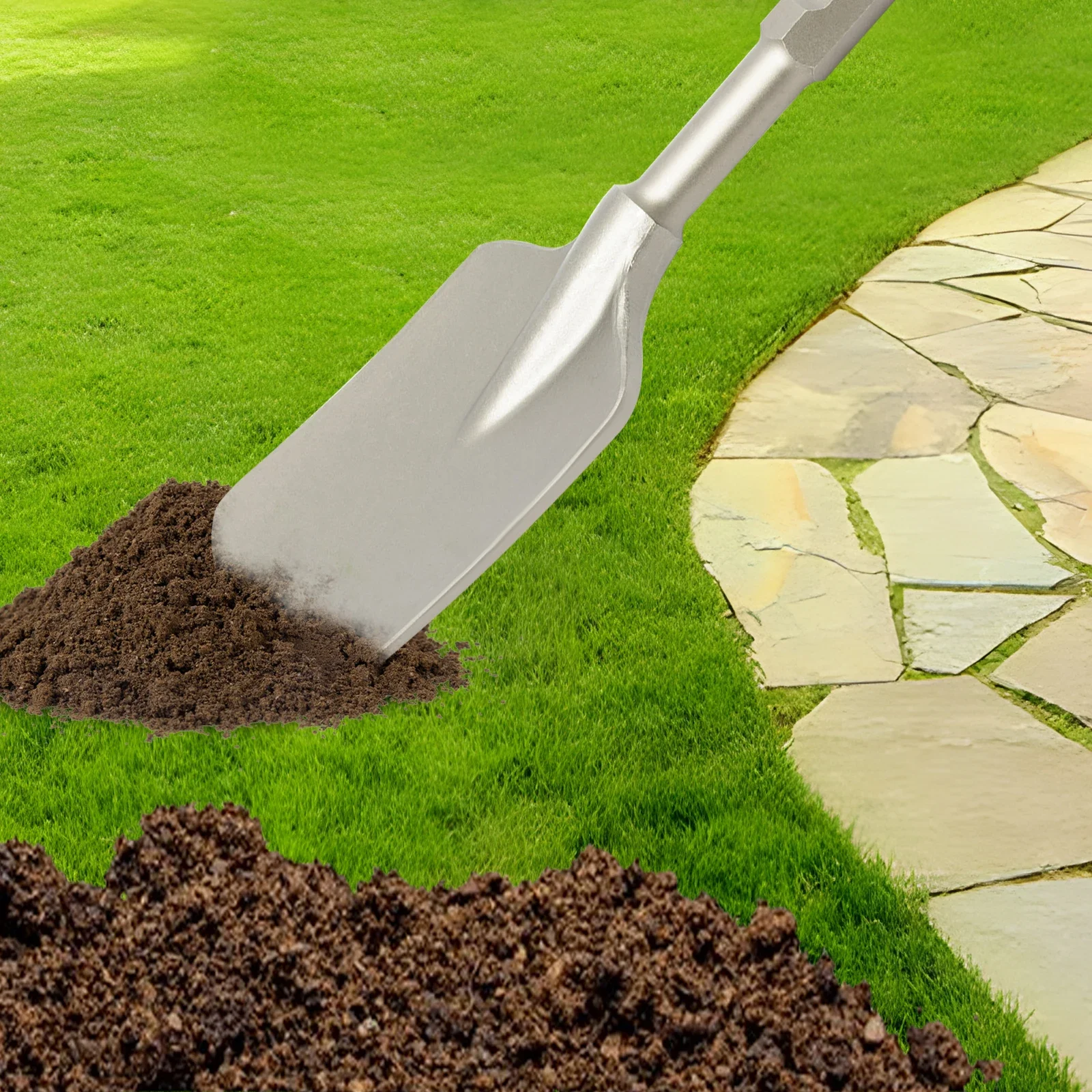 مجرفة فولاذية شديدة التحمل 40Cr - شفرة عريضة 44 سم، مقبض طويل مريح للحفر الفعال، تتضمن صندوق أدوات التخزين