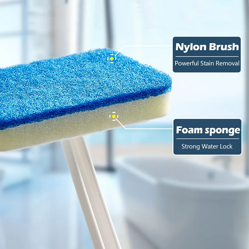 Multi-Functional Bathroom Wall Cleaning Brush Long Handle Removable Household Floor Bathtub Brushes Ceramic Tile Sponge Brush