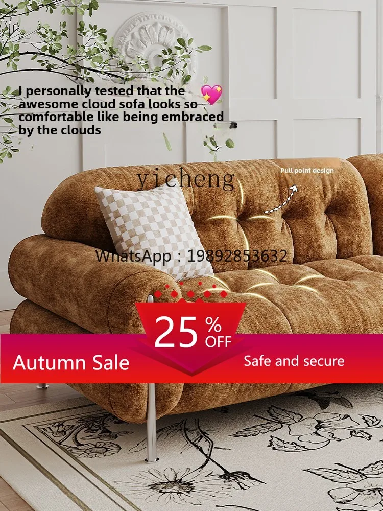 

retro fabric sofa living room small apartment straight row cloud sofa medium ancient style
