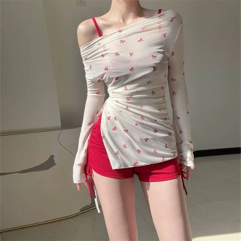 

New Swimsuit for Women, Pure Desire, Spicy Girl Temperament, Long Sleeved Halter Top, Bikini Split Swimsuit for Women