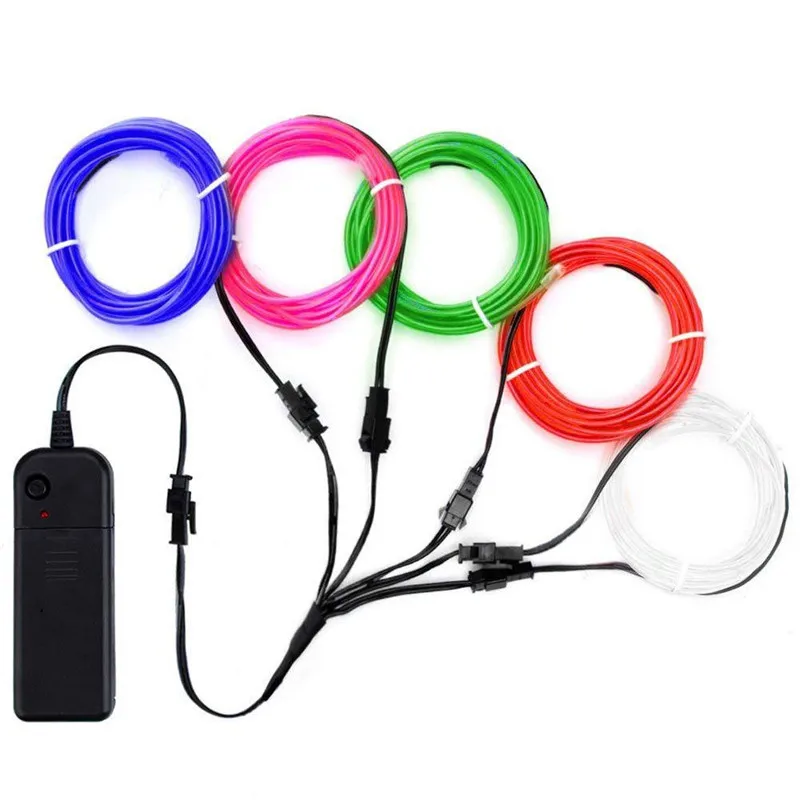 1m 3m 5m Glow EL Wire cavo al Neon per la festa di ballo di natale costumi fai da te luce AA batteria lampada di controllo USB 2.3MM corda LED Strip