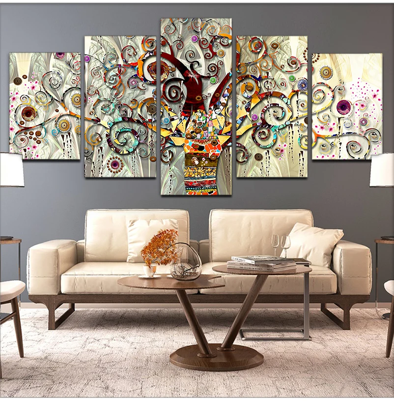 Exotic Tree Of Life Wall Decor Canvas Art Painting Interior Picture Nordic Five-Piece Set Poster No Frame Print For Living Room