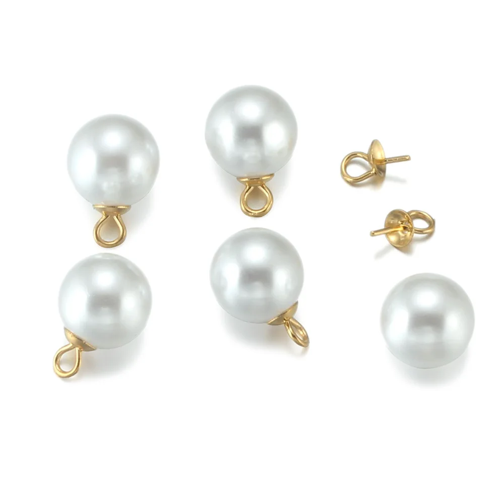 

10 Pcs/Lot Stainless Steel Imitation Pearl Bead Pendant For Jewelry Making Supplies DIY Necklace Bracelet Earrings Accessories