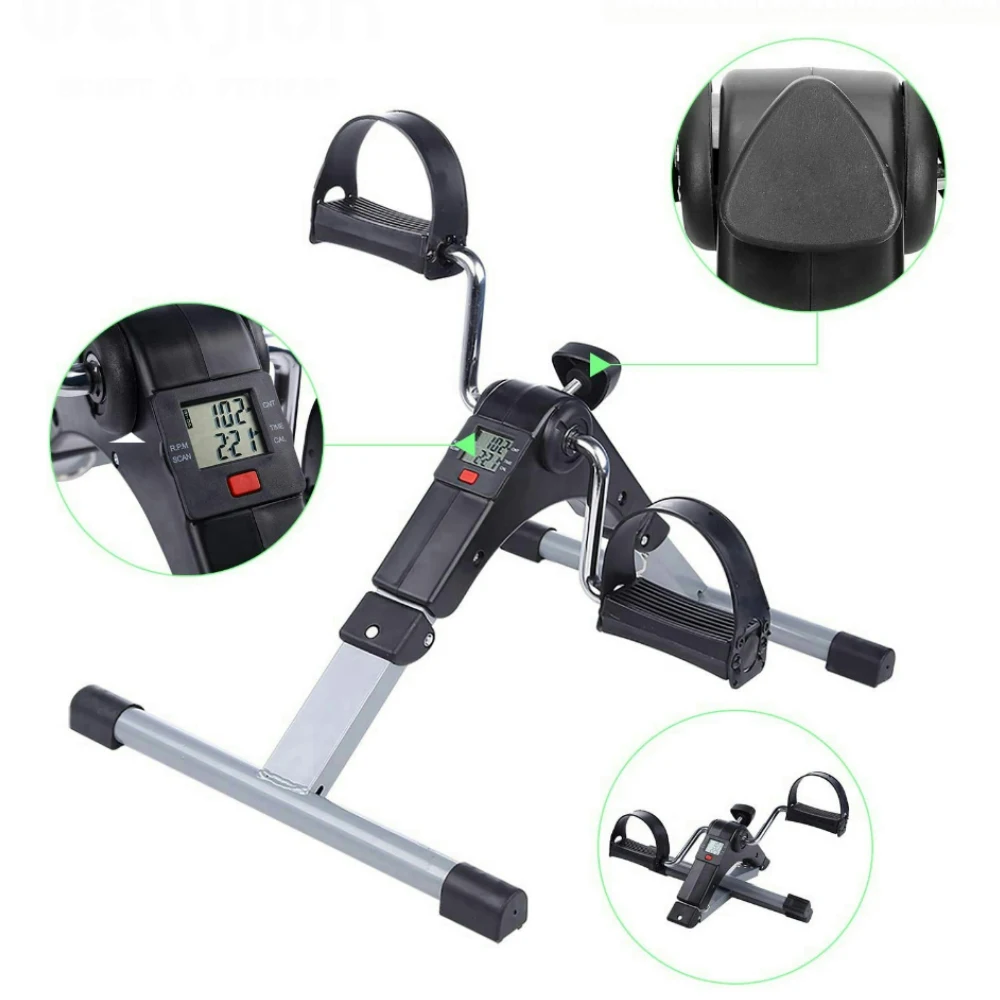 Mini bicicleta estática plegable con pedales, para rehabilitación y entrenamiento en casa, adecuada para personas mayores con problemas vasculares o musculares.
