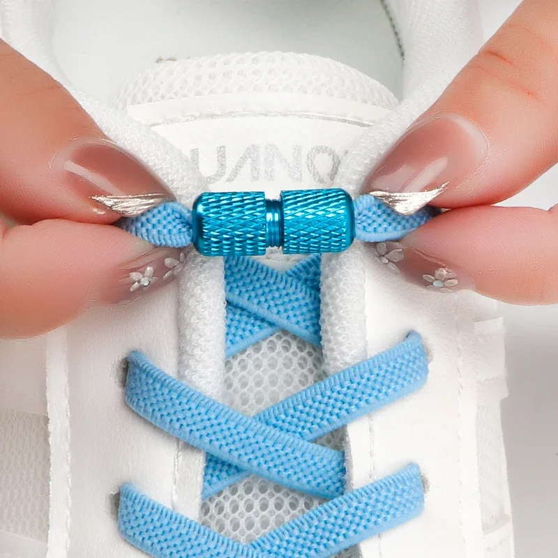 Elastic Shoe Laces Without Ties Metal Capsule Lock Flat Shoelaces for Sneakers 1 Second Quick on And Off Lazy Shoes Lace Unisex