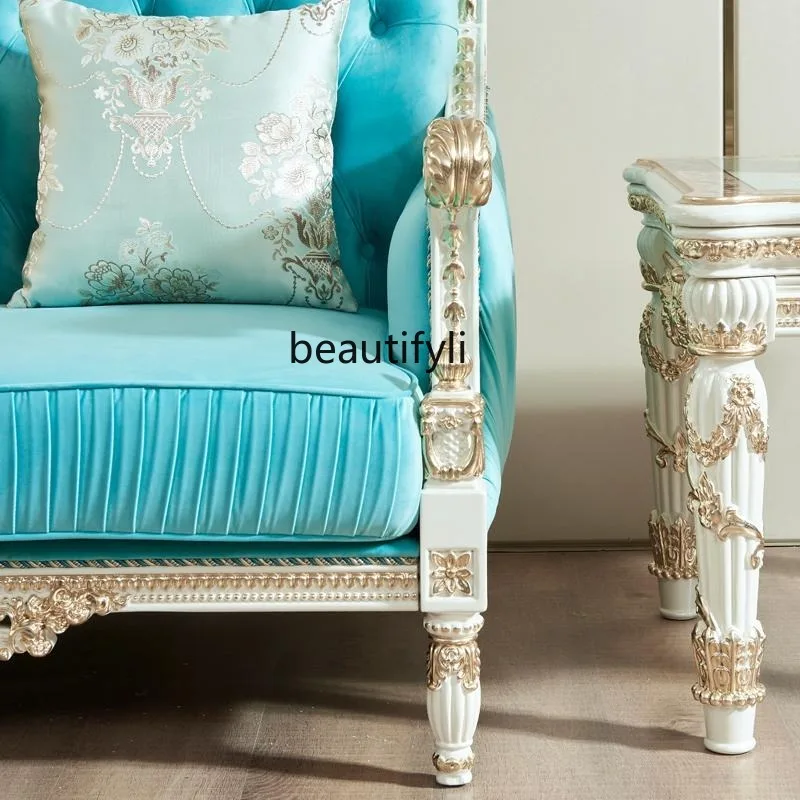 Europäisches Stoffsofa, luxuriöses klassisches Wohnzimmer, 124-Kombination, Leder-Freizeitsofa