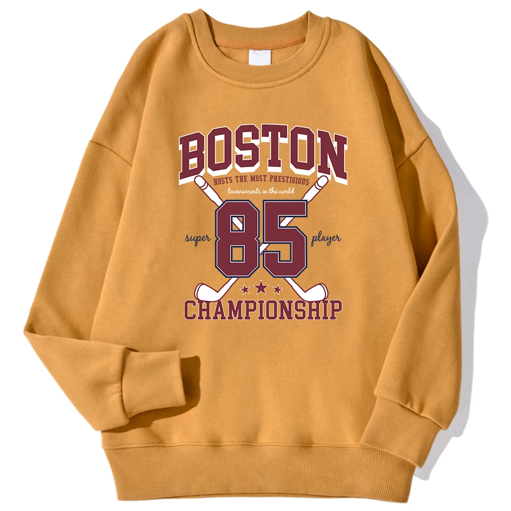 Boston 85 Players Championship Printing Men\'S Sweatshirts Autumn Casual Hoodies Loose Warm Pullover Street Trend Sportswears