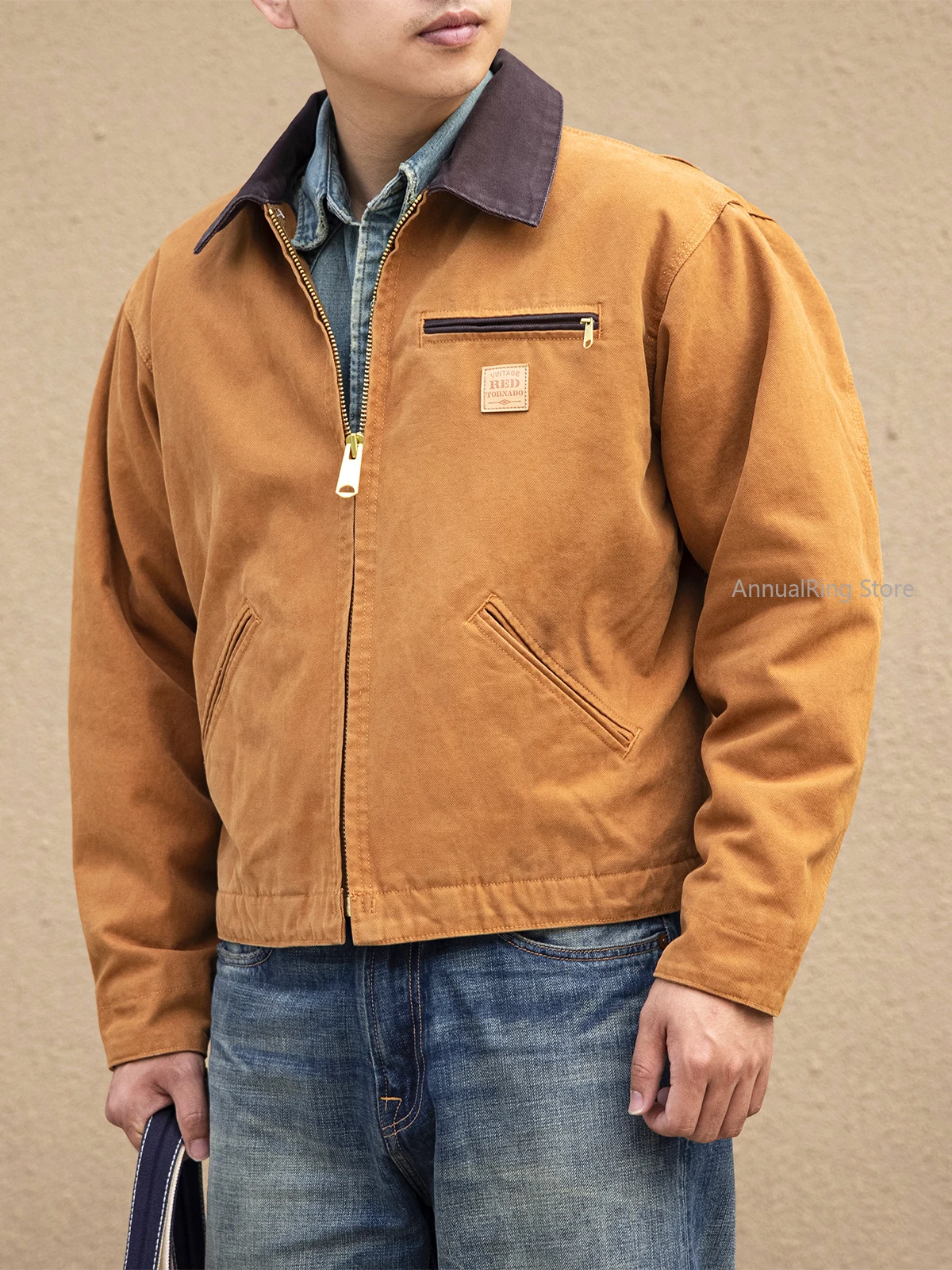 Red Tornado Men's Relaxed Fit Duck Blanket-Lined Detroit Jacket Vintage Workwear