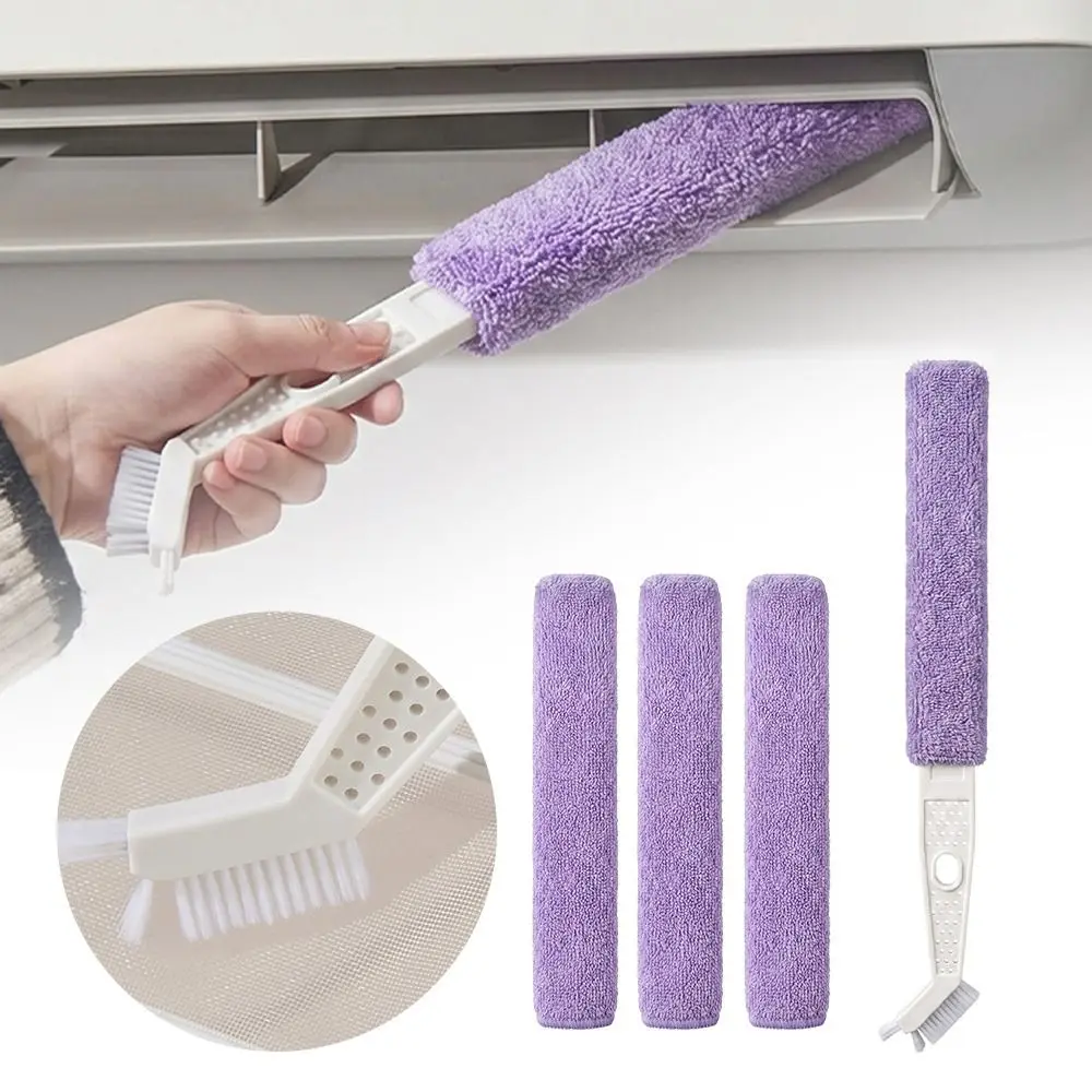 Microfiber Air Conditioner Cleaning Brush Dual Head Detachable Crevice Duster Static Adsorption Hanging Storage