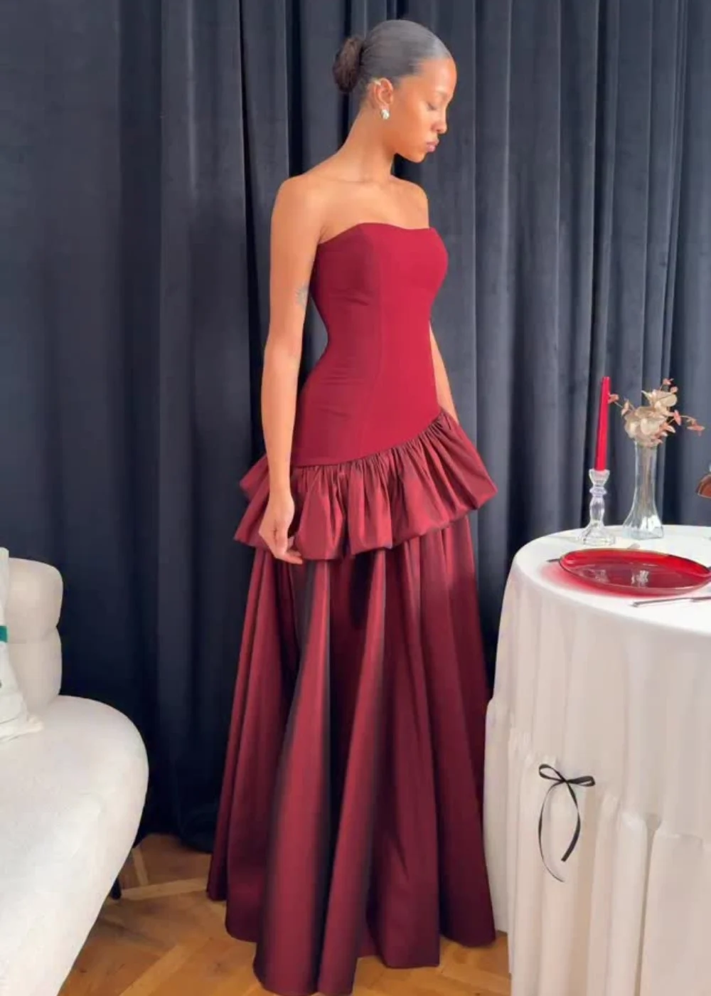 

Индивидуальные вечерние платья А-силуэта без бретелек с плиссировкой и сборками, длинные, роскошные, элегантные, 2025 год, доступны все размеры