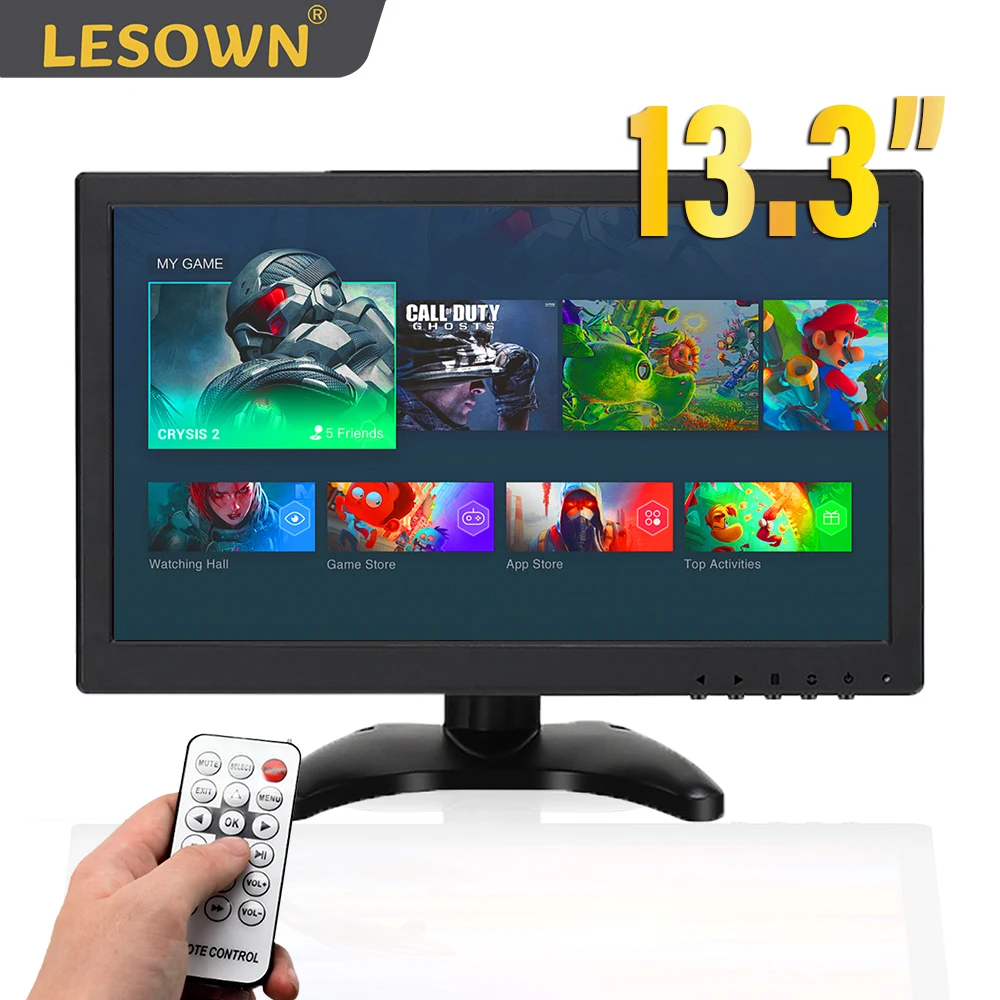 

Портативный сенсорный монитор LESOWN 13,3 дюймов VGA HDMI AV BNC AV IPS 1920x1080 FHD дисплей с подставкой для PS 4/5 Xbox PC