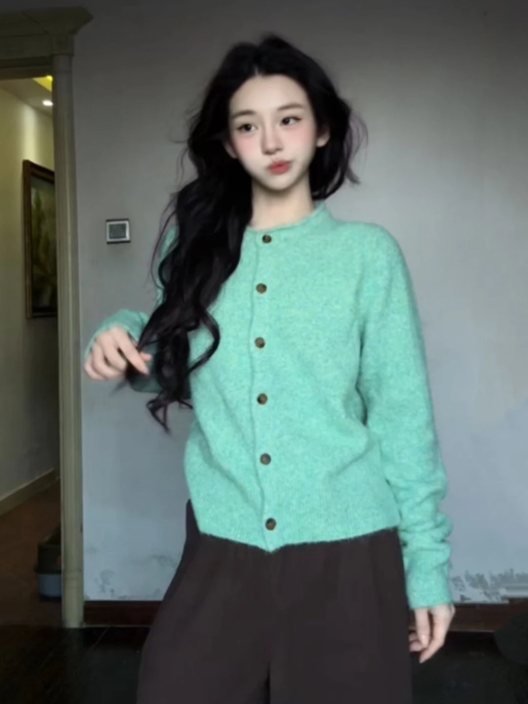 

Unique ort Knitted Sweater Korean Sle Gentle Sweet Spring 2026 Women's Faion Soft Knitwear round Ne Single Button