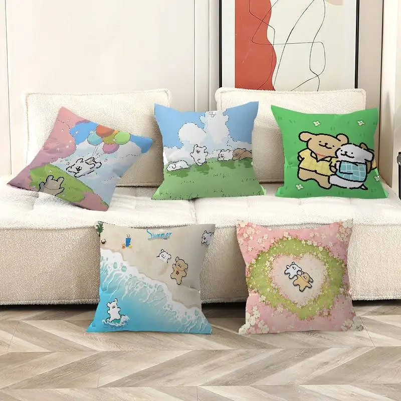 Line CARTOON P-PuppyS Cushion Cover Car Throw Pillow Case For Sofa Car Christmas Gift 40x40cm 45x45cm