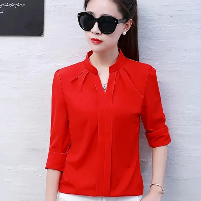 

Blouse Women Korean Fashion Women Clothing Casual Shirts for Women Long Sleeve Blouses Chiffon White Shirt Elegant Womens Tops