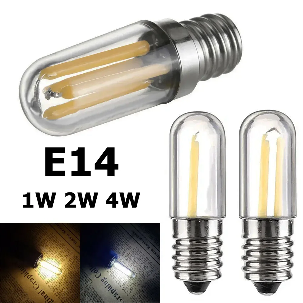 Dimmerabile E 14 LED filamento luce 1W 2W 4W 220V LED frigo lampadina Mini lampada COB per macchina da cucire cappa fredda/calda luce bianca