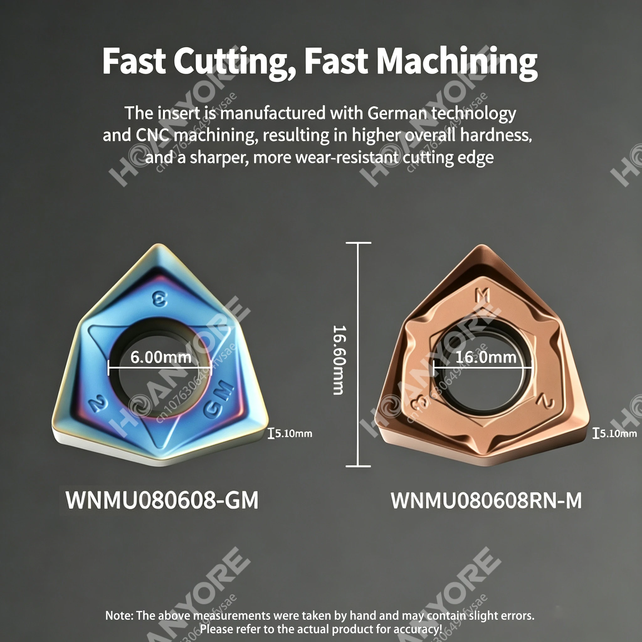 90-Degree Fast-Feed Face Milling Insert WNMU080608 Double-Sided Hexagonal Deep-Cut Heavy-Duty Right-Angle Milling Cutter Head