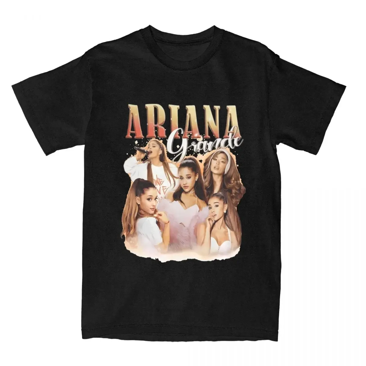 Vintage Ariana Pop Music R&B Singer T-Shirt for Men Round Collar Cotton T Shirt Short Sleeve Tee Shirt Summer Clothing