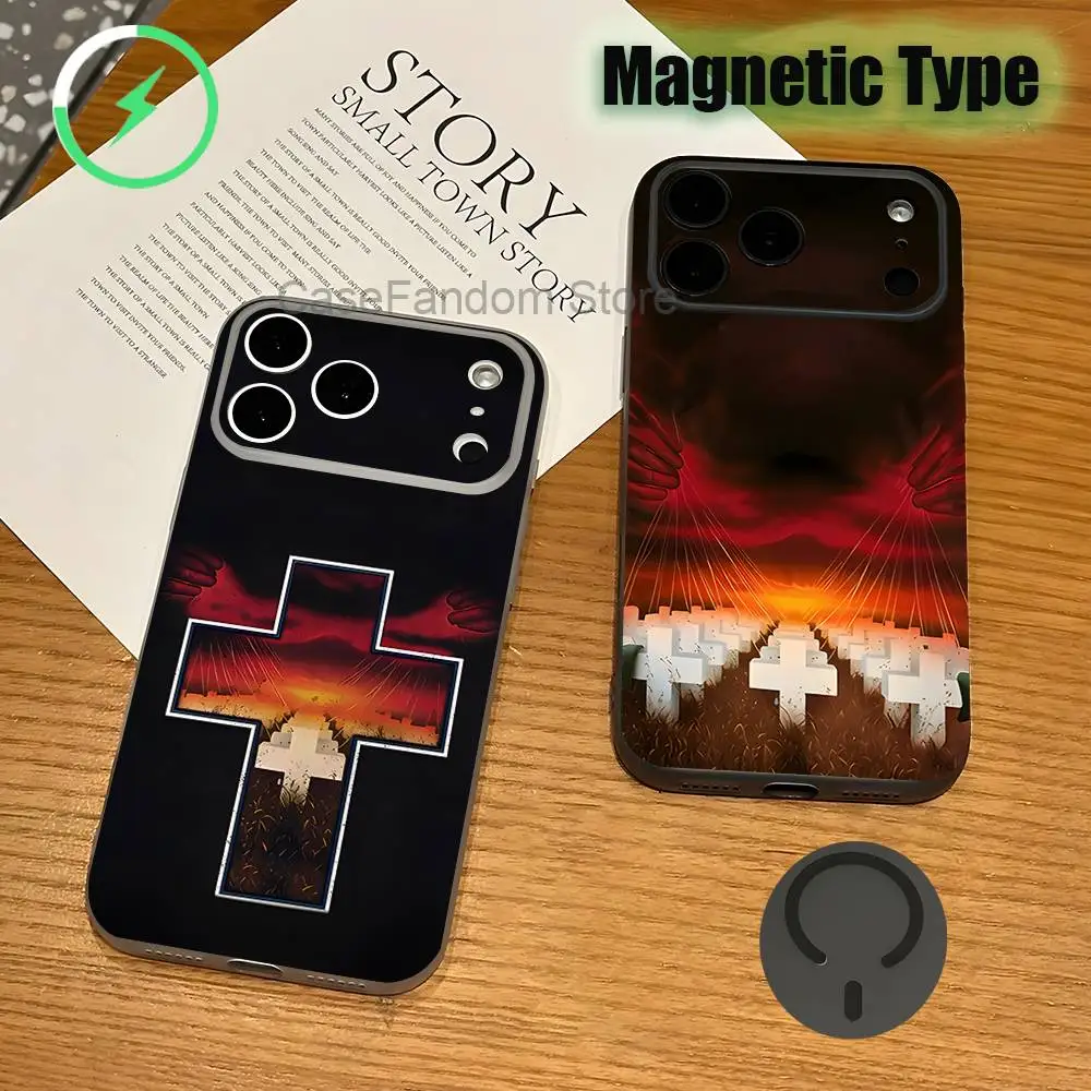 

Logo Music M-Metallica Album For iPhone 17,16,15,14,13,12,11,Pro,Max,Plus Transparent gray Phone Case Magnetic Wireless Charging