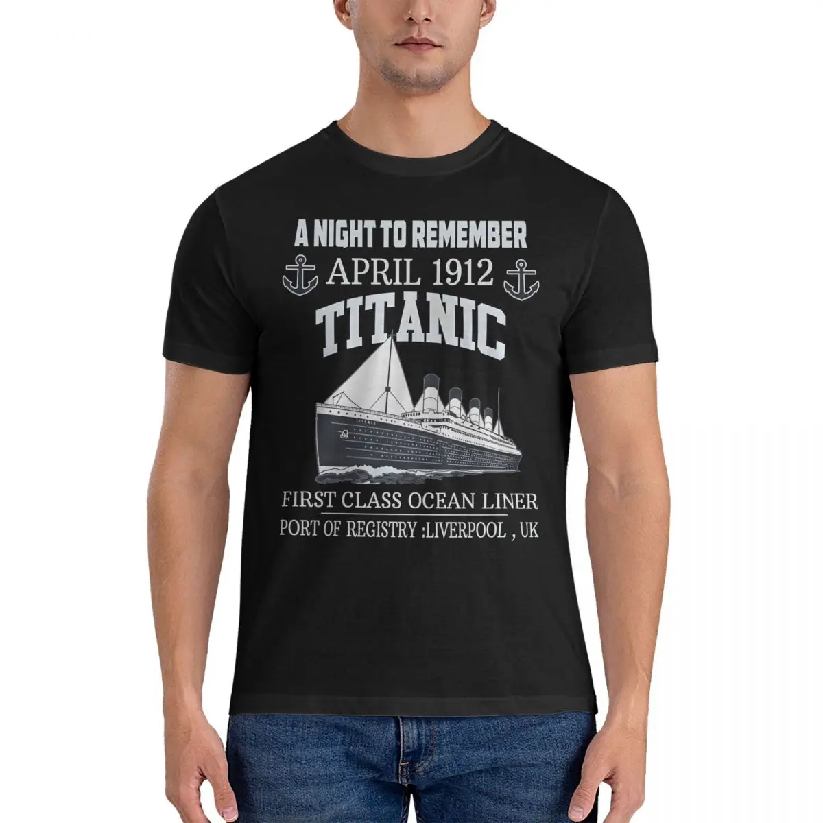 Awesome Vintage Poster Cruise Sinking Ship Atlantic Ocean Voyage T-Shirts for Men O Neck Cotton T Shirts