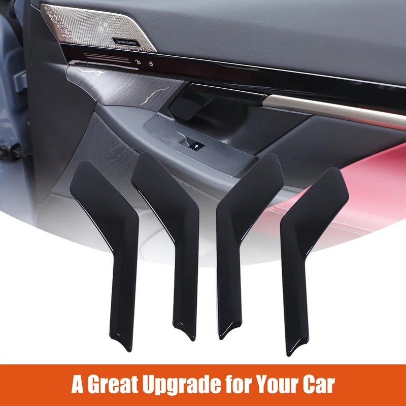 4 قطعة ABS ألياف الكربون لسيارات BMW 5 Series G60 2024-2025 + غطاء مقبض الباب الداخلي للسيارة لاصقة تزيين حماية الملحقات