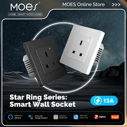 MOES Star Ring Tuya ZigBee Smart UK Wall Socket Energy Monitor Indicator App Remote Control Voice Cotrol Alexa Google Home