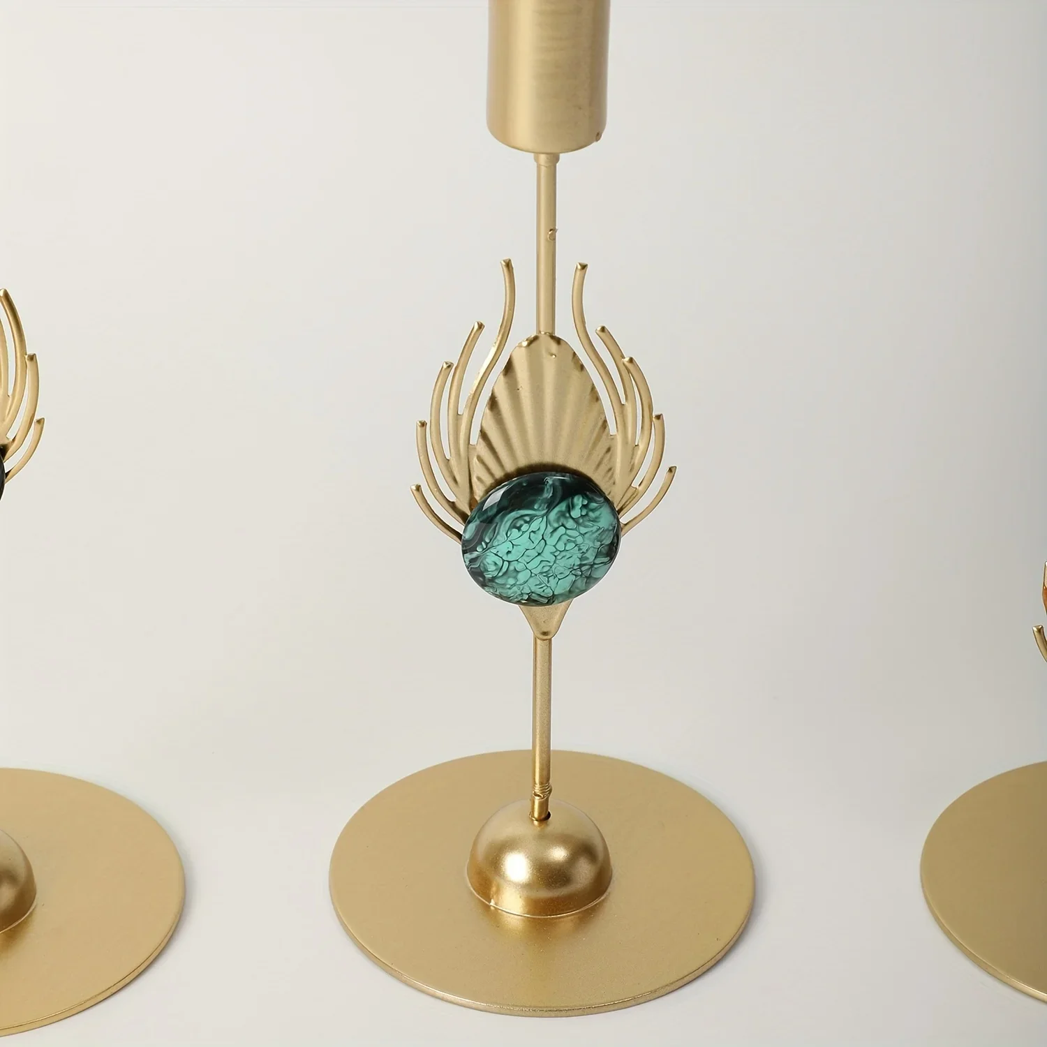 3 قطع - مجموعة حامل شموع عالية القطب - حامل شموع معدني أنيق على سطح الطاولة، رومانسي، مثالي لديكور المنزل (الشموع غير متضمنة) #6