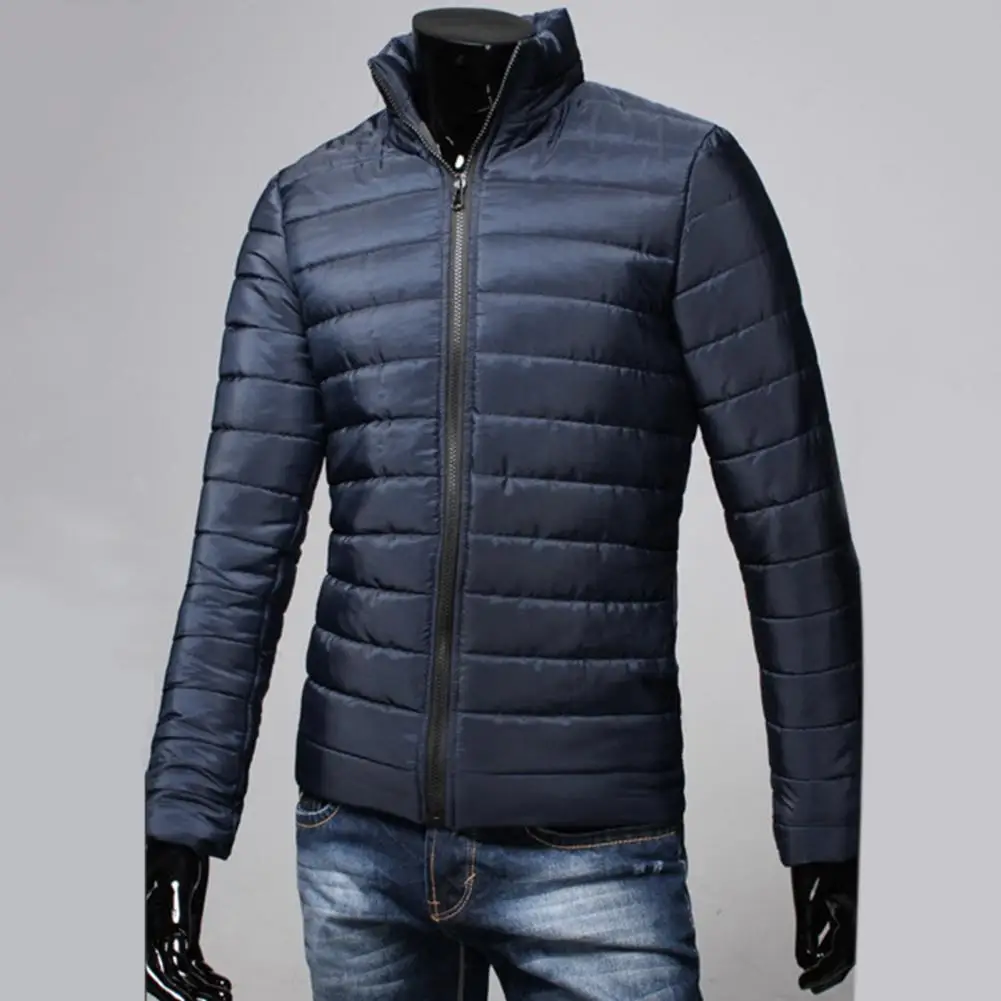 Doudoune légère à col montant pour homme, manteau décontracté classique, document solide chaud, mode simple, automne, hiver